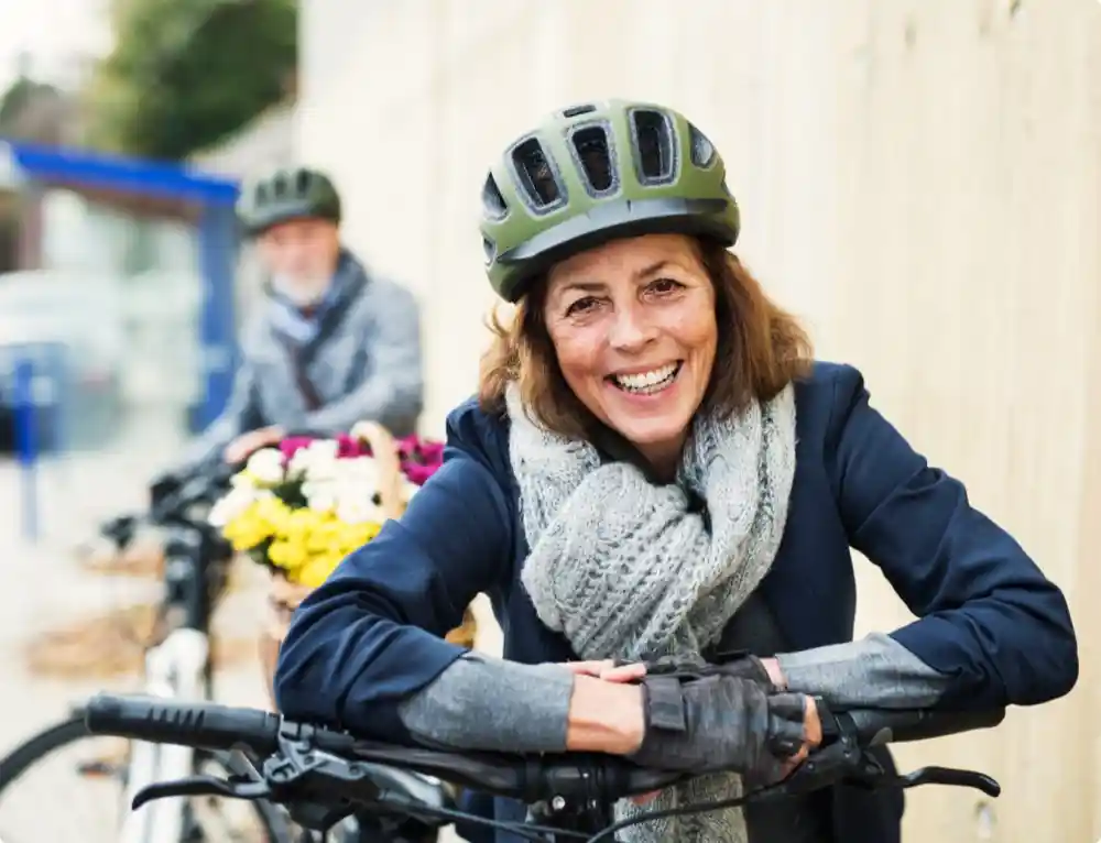 Senior couple on a bike ride